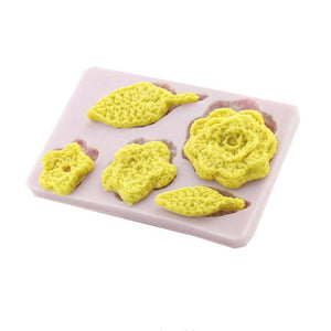 Crochet Flower And Leaf Sugarcraft Mold - bakeware bake house kitchenware bakers supplies baking