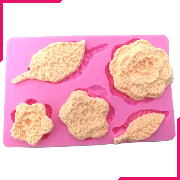 Crochet Flower And Leaf Sugarcraft Mold - bakeware bake house kitchenware bakers supplies baking