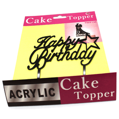 Cake Topper Happy Birthday Star Black - bakeware bake house kitchenware bakers supplies baking