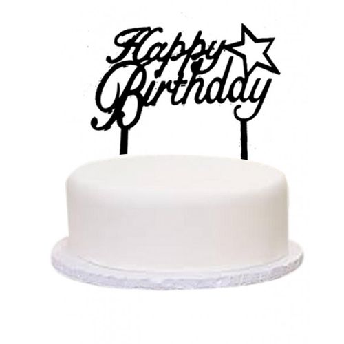 Cake Topper Happy Birthday Star Black - bakeware bake house kitchenware bakers supplies baking