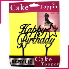 Cake Topper Happy Birthday Star Black - bakeware bake house kitchenware bakers supplies baking