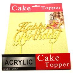 Cake Topper Happy Birthday Star Golden - bakeware bake house kitchenware bakers supplies baking