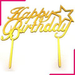 Cake Topper Happy Birthday Star Golden - bakeware bake house kitchenware bakers supplies baking
