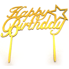 Cake Topper Happy Birthday Star Golden - bakeware bake house kitchenware bakers supplies baking