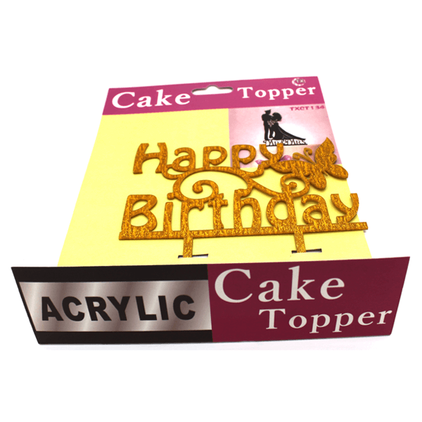 Cake Topper Happy Birthday Butterfly Golden - bakeware bake house kitchenware bakers supplies baking