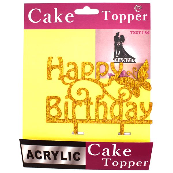 Cake Topper Happy Birthday Butterfly Golden - bakeware bake house kitchenware bakers supplies baking