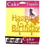 Cake Topper Happy Birthday Butterfly Golden - bakeware bake house kitchenware bakers supplies baking