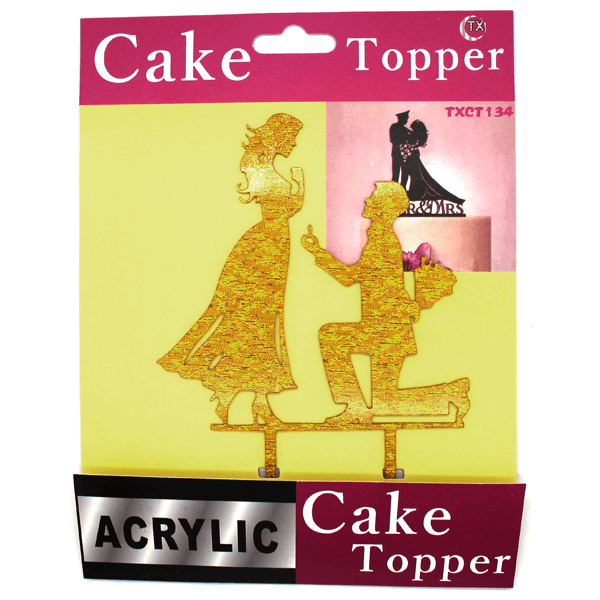 Cake Topper Engagement Golden - bakeware bake house kitchenware bakers supplies baking