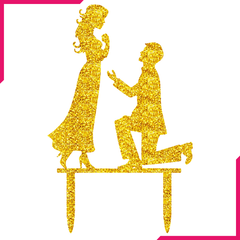 Cake Topper Engagement Golden - bakeware bake house kitchenware bakers supplies baking