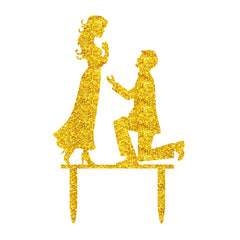 Cake Topper Engagement Golden - bakeware bake house kitchenware bakers supplies baking