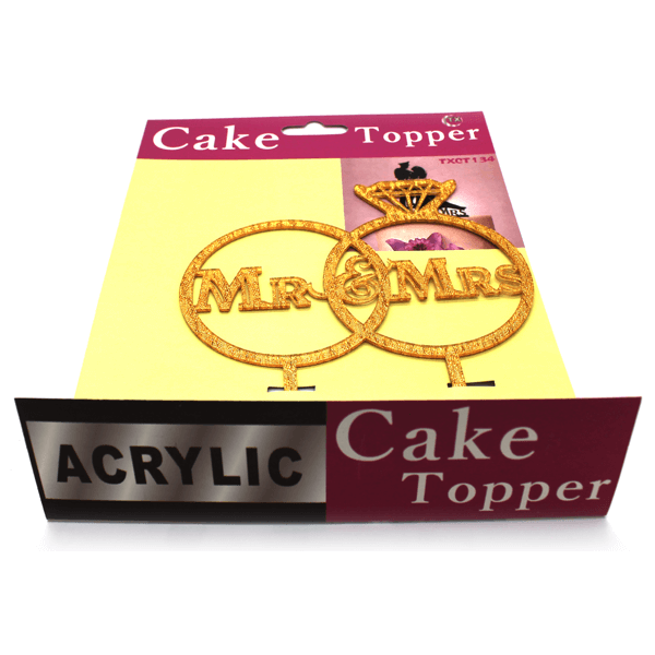 Cake Topper Mr And Mrs Golden - bakeware bake house kitchenware bakers supplies baking
