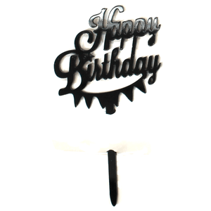 Cupcake Topper Happy Birthday Black 8 Pcs - bakeware bake house kitchenware bakers supplies baking