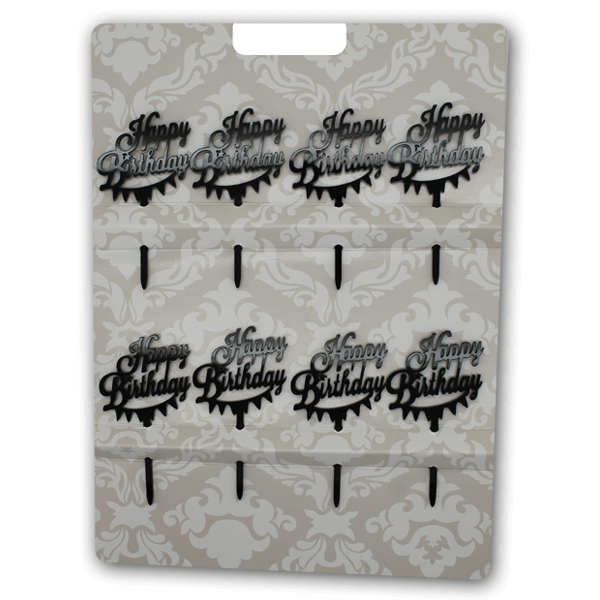 Cupcake Topper Happy Birthday Black 8 Pcs - bakeware bake house kitchenware bakers supplies baking