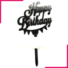 Cupcake Topper Happy Birthday Black 8 Pcs - bakeware bake house kitchenware bakers supplies baking