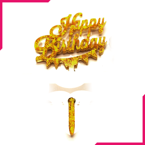 Cupcake Topper Happy Birthday Golden 8 Pcs - bakeware bake house kitchenware bakers supplies baking