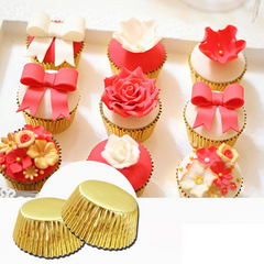 Aluminum Foil Cupcake Liner Golden 40Pcs - bakeware bake house kitchenware bakers supplies baking