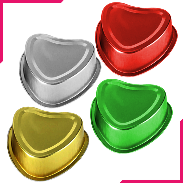 Aluminum Foil Heart Shaped Cupcake Liner Multi Colours 4Pcs - bakeware bake house kitchenware bakers supplies baking