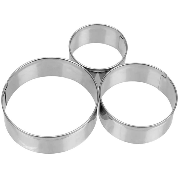 Cake Ring Stainless Steel Cutter 3Pcs Set 20cm, 15cm, 10cm - bakeware bake house kitchenware bakers supplies baking