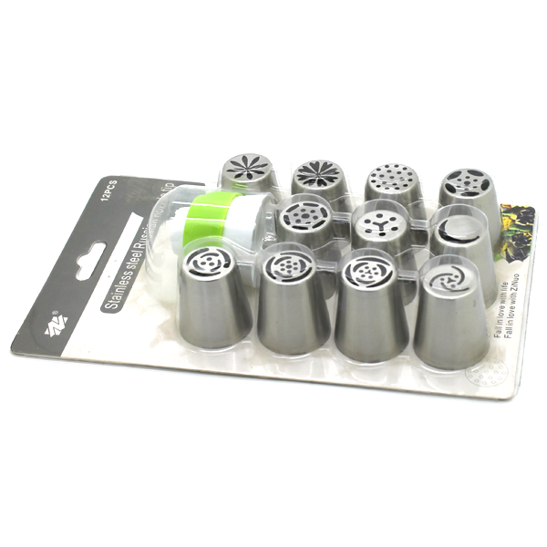 Russian Nozzle/tip 11Pcs Set With Coupler - bakeware bake house kitchenware bakers supplies baking