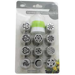 Russian Nozzle/tip 11Pcs Set With Coupler - bakeware bake house kitchenware bakers supplies baking