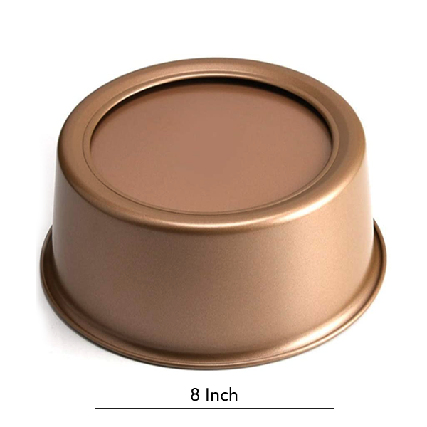Round Gold Color Non-Stick Steel Cake Pan 8 Inches - bakeware bake house kitchenware bakers supplies baking