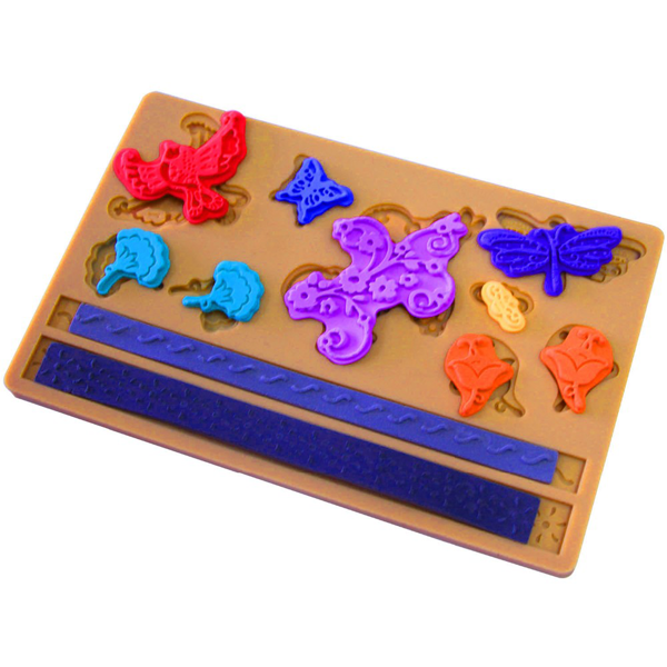 Butterfly Birds Flowers Silicone Mold - bakeware bake house kitchenware bakers supplies baking