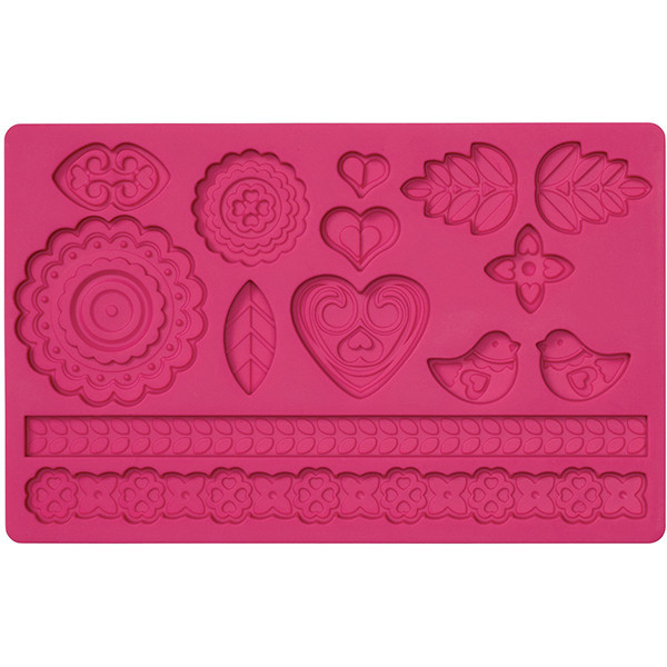 Folk Art Fondant Silicone Mold - bakeware bake house kitchenware bakers supplies baking