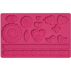 Folk Art Fondant Silicone Mold - bakeware bake house kitchenware bakers supplies baking