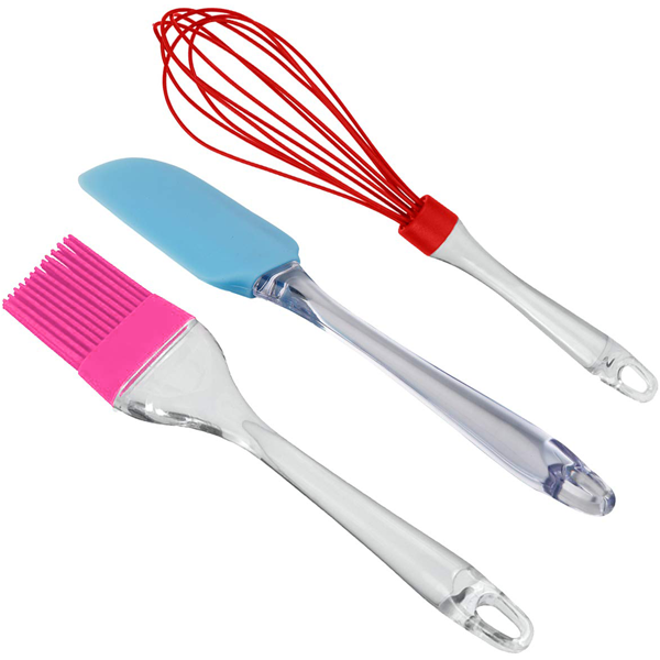 Silicone Whisk, Basting Brush And Spatula, 3 Pcs Set - bakeware bake house kitchenware bakers supplies baking
