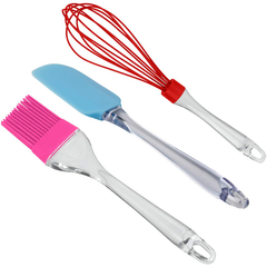 Silicone Whisk, Basting Brush And Spatula, 3 Pcs Set - bakeware bake house kitchenware bakers supplies baking