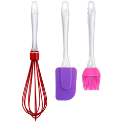 Silicone Whisk, Basting Brush And Spatula, 3 Pcs Set - bakeware bake house kitchenware bakers supplies baking