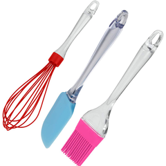 Silicone Whisk, Basting Brush And Spatula, 3 Pcs Set - bakeware bake house kitchenware bakers supplies baking