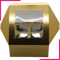Golden Cupcake Box - 4 Cupcakes - bakeware bake house kitchenware bakers supplies baking