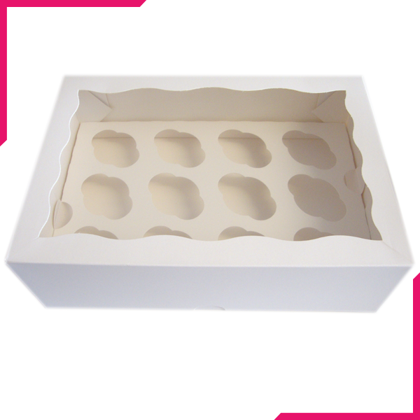 White Cupcake Box - 12 Cupcakes - bakeware bake house kitchenware bakers supplies baking