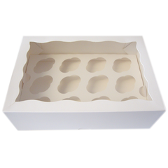 White Cupcake Box - 12 Cupcakes - bakeware bake house kitchenware bakers supplies baking
