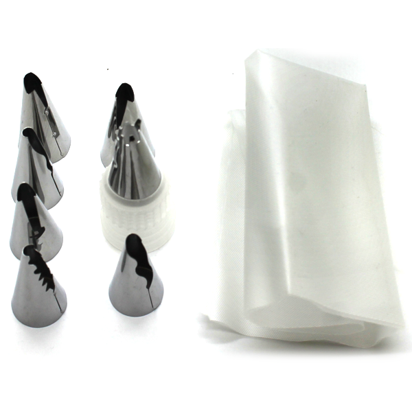 Piping Bag With 7 Nozzle/tip And Coupler Set - bakeware bake house kitchenware bakers supplies baking