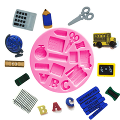 Silicone Mold Study Book Scissor Baby Car Shaped Ruler Pen - bakeware bake house kitchenware bakers supplies baking