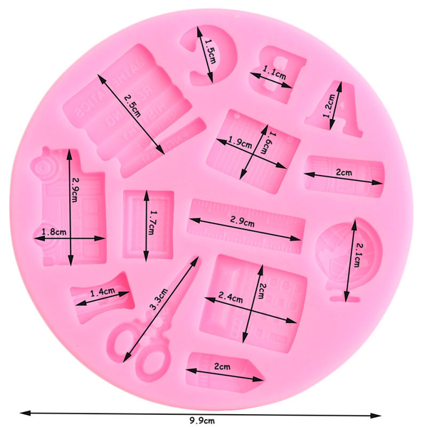 Silicone Mold Study Book Scissor Baby Car Shaped Ruler Pen - bakeware bake house kitchenware bakers supplies baking