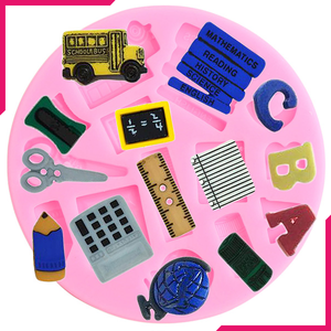 Silicone Mold Study Book Scissor Baby Car Shaped Ruler Pen - bakeware bake house kitchenware bakers supplies baking