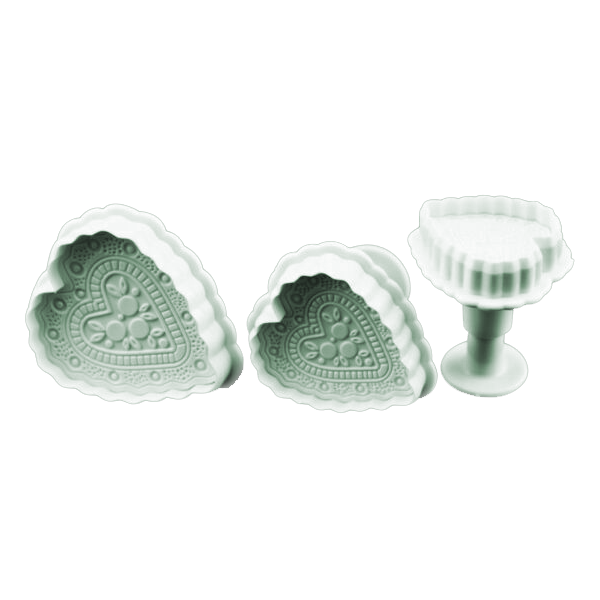 Embossed Heart Plunger Cutter Set - bakeware bake house kitchenware bakers supplies baking
