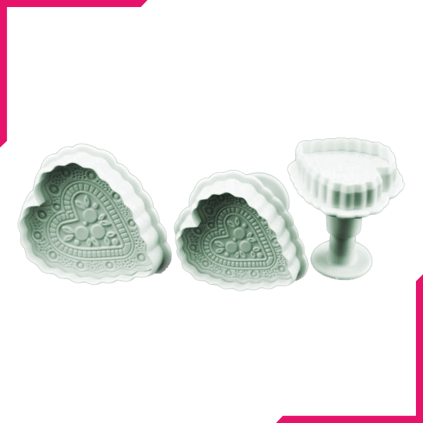 Embossed Heart Plunger Cutter Set - bakeware bake house kitchenware bakers supplies baking