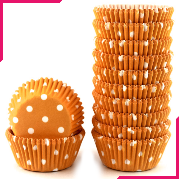 Orange Dot Mini Cupcake Liners 200pcs - bakeware bake house kitchenware bakers supplies baking