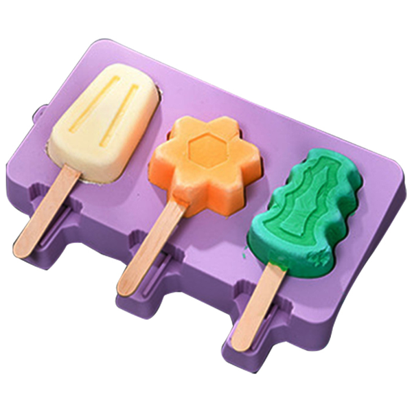 Popsicle Silicone Mold With Wooden Sticks 3 Cavity - bakeware bake house kitchenware bakers supplies baking