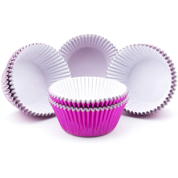 Aluminum Foil Cupcake Liner Pink 100Pcs - bakeware bake house kitchenware bakers supplies baking