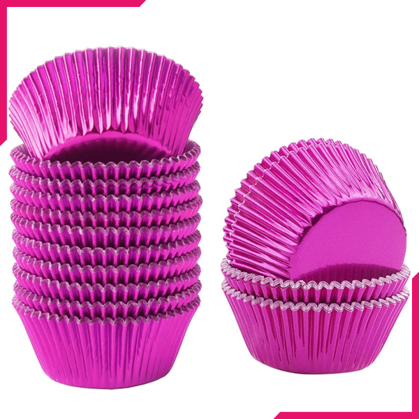 Aluminum Foil Cupcake Liner Pink 100Pcs - bakeware bake house kitchenware bakers supplies baking