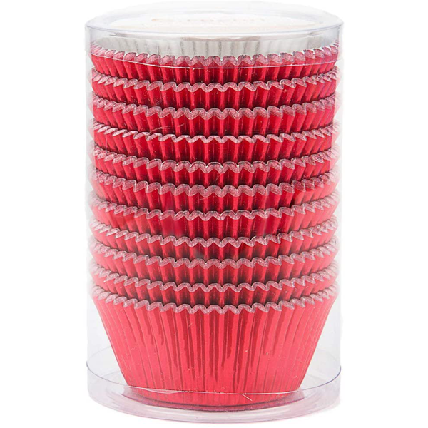 Aluminum Foil Cupcake Liner Red 100Pcs - bakeware bake house kitchenware bakers supplies baking