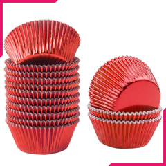 Aluminum Foil Cupcake Liner Red 100Pcs - bakeware bake house kitchenware bakers supplies baking