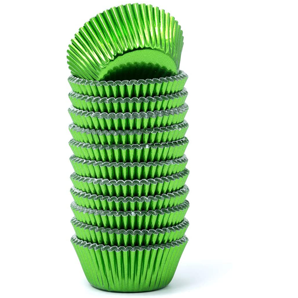 Aluminum Foil Cupcake Liner Green 100Pcs - bakeware bake house kitchenware bakers supplies baking