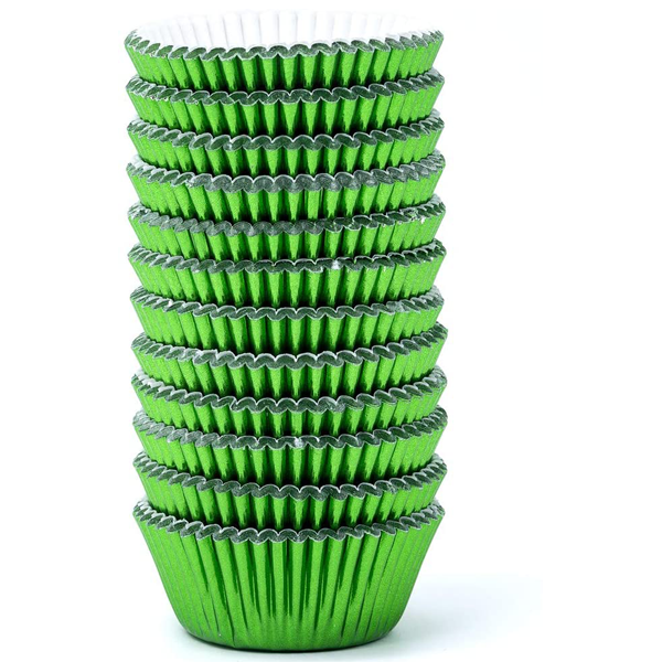 Aluminum Foil Cupcake Liner Green 100Pcs - bakeware bake house kitchenware bakers supplies baking