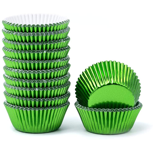 Aluminum Foil Cupcake Liner Green 100Pcs - bakeware bake house kitchenware bakers supplies baking